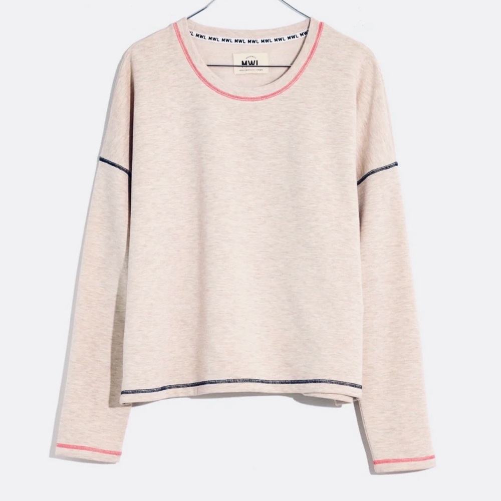Madewell HEATHER OATMEAL SUPERBRUSHED CONTRAST-STITCHED EASYGOING SWEATSHIRT XS